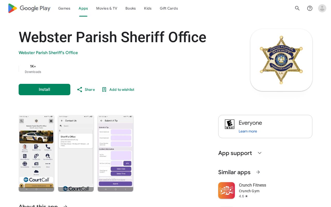 Webster Parish Sheriff app for arrest related news and tips