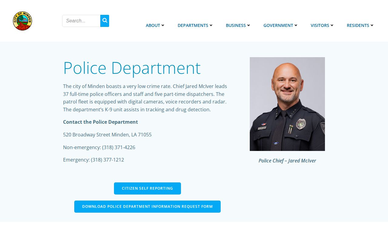 Official Minden Police Department address and phone information